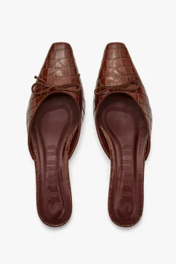 STAUD - GINA MULE BROWN CROC EMBOSSED