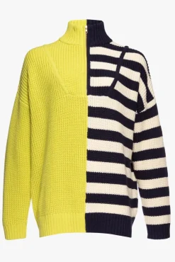 STAUD - HAMPTON SWEATER CHARTREUSE TWO TONE STRIPE