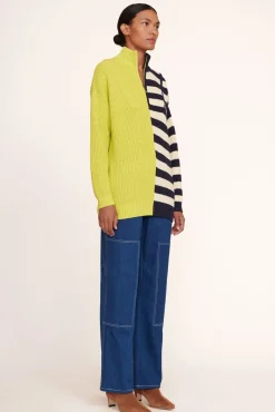 STAUD - HAMPTON SWEATER CHARTREUSE TWO TONE STRIPE