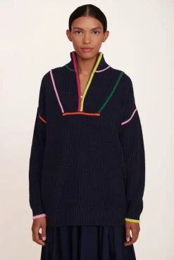 STAUD - HAMPTON SWEATER NAVY MULTI