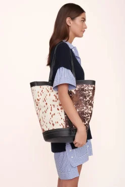 STAUD - HENRI BUCKET TOTE MIXED HAIRCALF