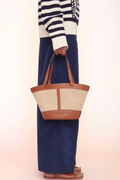 STAUD - HENRI PETITE RAFFIA TOTE NATURAL TAN