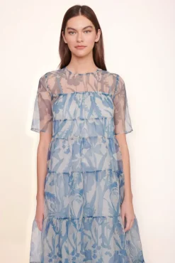 STAUD Occasion Dresses- HYACINTH DRESS SKY WILDFLOWERS