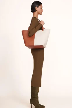 STAUD - IDA CANVAS TOTE BAG CREAM TAN