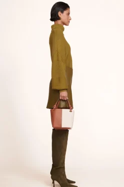 STAUD - IDA MINI CANVAS TOTE BAG CREAM TAN
