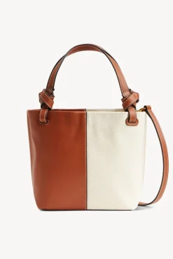 STAUD - IDA MINI CANVAS TOTE BAG CREAM TAN