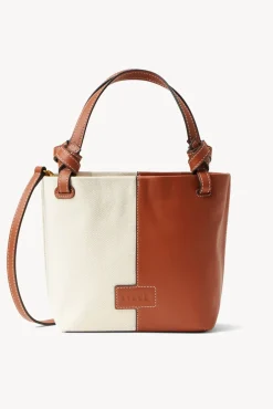 STAUD - IDA MINI CANVAS TOTE BAG CREAM TAN