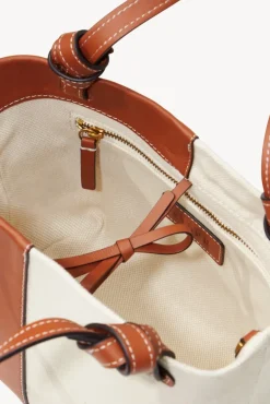 STAUD - IDA MINI CANVAS TOTE BAG CREAM TAN