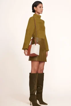 STAUD - IDA MINI CANVAS TOTE BAG CREAM TAN