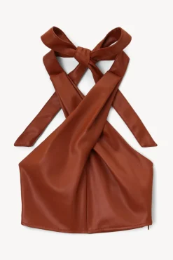 STAUD - KAI TOP VEGAN LEATHER WHISKEY