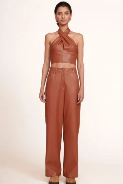 STAUD - KAI TOP VEGAN LEATHER WHISKEY