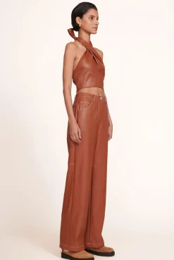 STAUD - KAI TOP VEGAN LEATHER WHISKEY