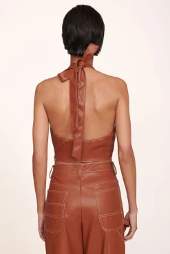 STAUD - KAI TOP VEGAN LEATHER WHISKEY