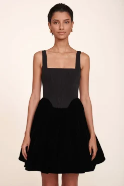 STAUD - LANDSCAPE DRESS VELVET BLACK