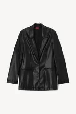 STAUD - MADDEN BLAZER BLACK BLACK VEGAN LEATHER