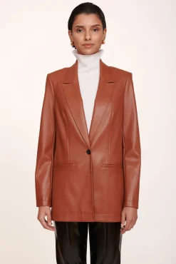STAUD - MADDEN BLAZER WHISKEY VEGAN LEATHER