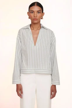 STAUD - MARLENE TOP MOSS STRIPE