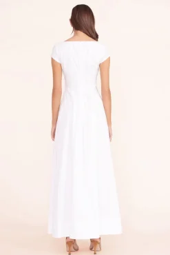 STAUD - MAXI SHORT SLEEVE WELLS DRESS WHITE
