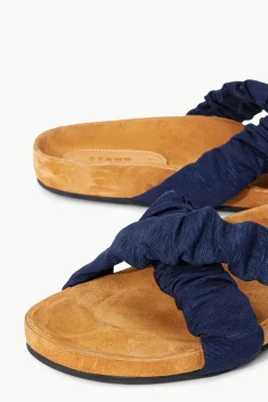 STAUD - MICHEL SLIDE NAVY GROSGRAIN CASHEW SUEDE NAVY CASHEW