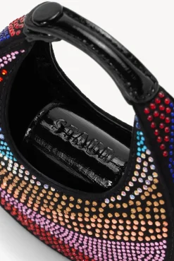 STAUD - MICRO MOON CRYSTAL BAG RAINBOW BLACK