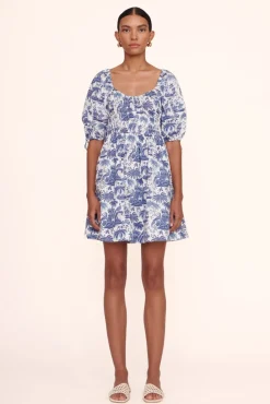 STAUD - MINI FAYE DRESS BLUE TOILE