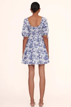 STAUD - MINI FAYE DRESS BLUE TOILE