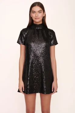 STAUD - MINI ILANA DRESS SEQUINS BLACK