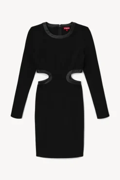 STAUD - MINI LONG SLEEVE DOLCE DRESS BLACK BLACK BLACK