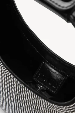 STAUD - MINI MOON CRYSTAL BAG BLACK RHINESTONES