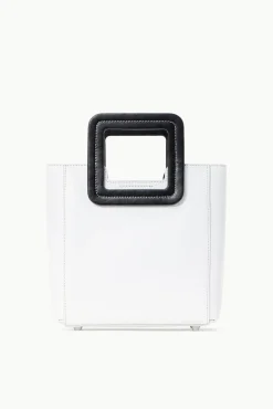 STAUD - MINI SHIRLEY LEATHER BAG WHITE BLACK
