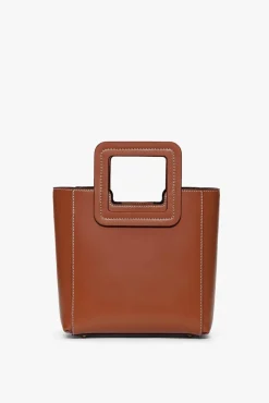 STAUD - MINI SHIRLEY LEATHER BAG SADDLE