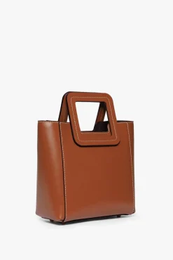 STAUD - MINI SHIRLEY LEATHER BAG SADDLE