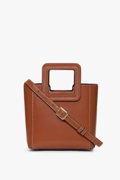 STAUD - MINI SHIRLEY LEATHER BAG SADDLE