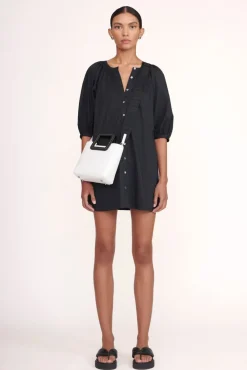 STAUD - MINI SHIRLEY LEATHER BAG WHITE BLACK