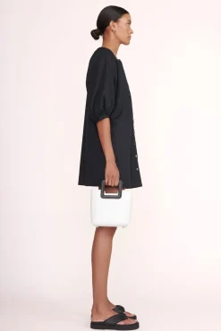 STAUD - MINI SHIRLEY LEATHER BAG WHITE BLACK