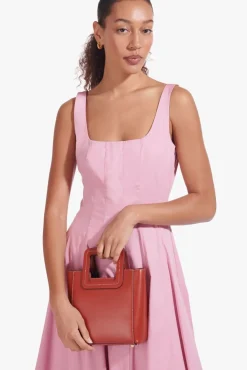STAUD - MINI SHIRLEY LEATHER BAG COGNAC