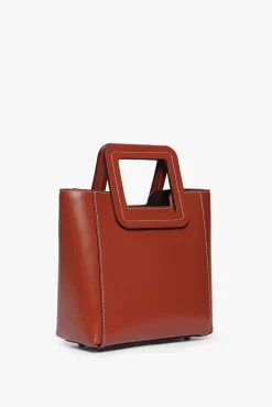 STAUD - MINI SHIRLEY LEATHER BAG COGNAC