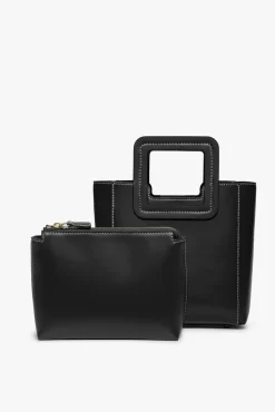 STAUD - MINI SHIRLEY LEATHER BAG BLACK
