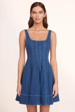 STAUD - MINI WELLS DRESS MEDIUM WASH