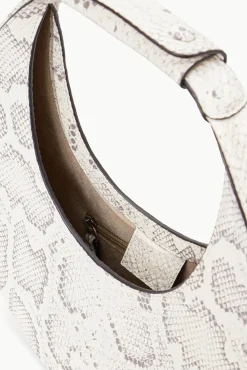 STAUD - MOON BAG SNAKE EMBOSSED BLEACHED