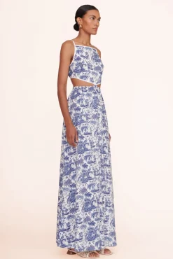 STAUD - MYLA DRESS BLUE TOILE