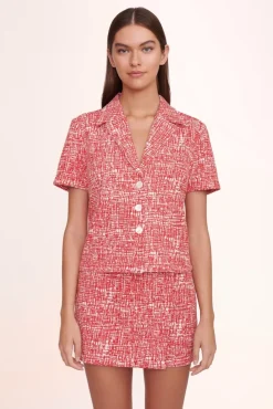 STAUD - NICOLA TOP PAPAYA CROSSHATCH
