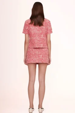 STAUD - NICOLA TOP PAPAYA CROSSHATCH