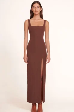 STAUD - PORTRAIT DRESS CHOCOLATE