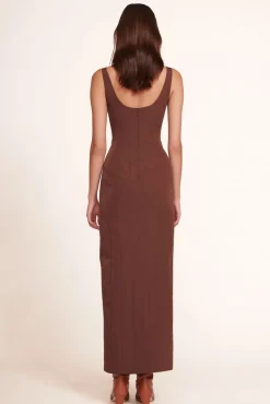 STAUD - PORTRAIT DRESS CHOCOLATE