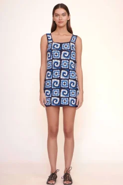 STAUD - PSYCHEDELIC DRESS ACID COBALT