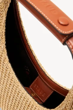 STAUD - RAFFIA MOON BAG NATURAL TAN