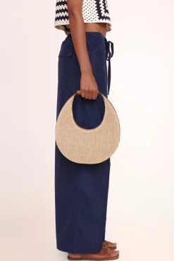 STAUD - RAFFIA MOON BAG NATURAL TAN