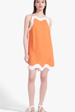 STAUD - RENATA DRESS TANGERINE WHITE