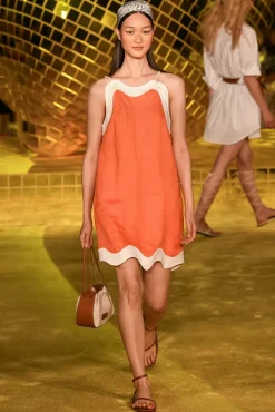 STAUD - RENATA DRESS TANGERINE WHITE